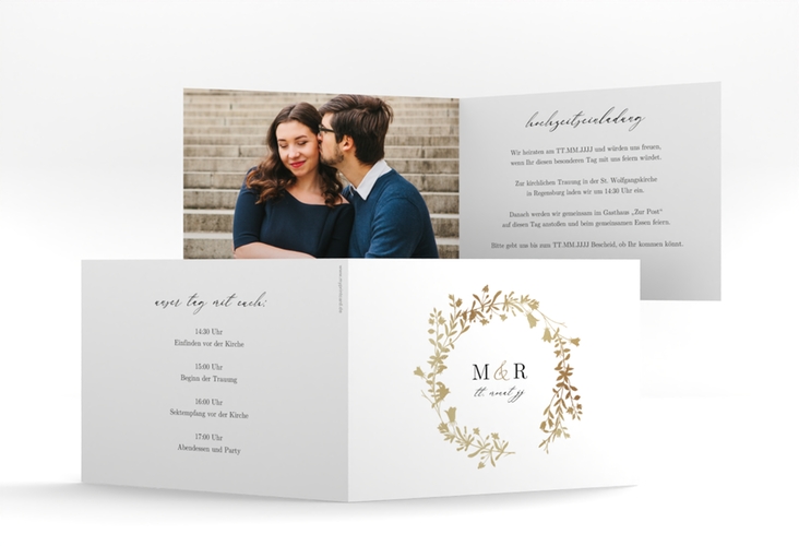 Hochzeitseinladung Filigree A6 Klappkarte quer
