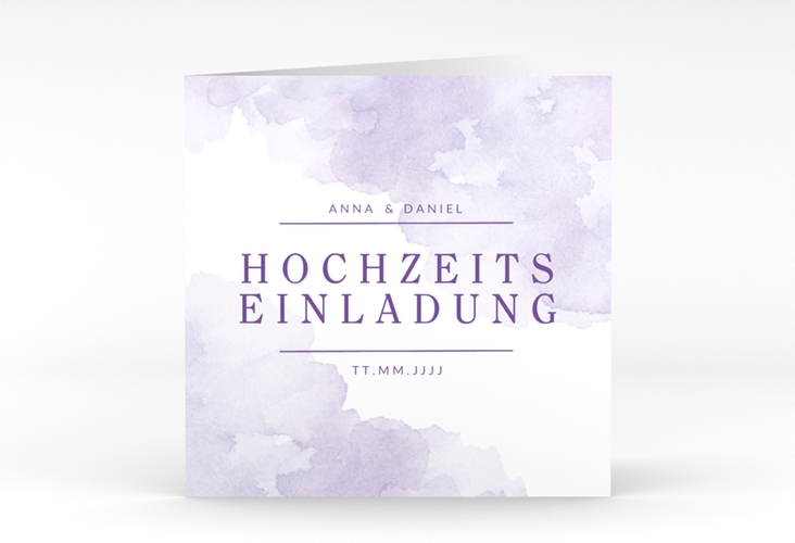 Hochzeitseinladung Blush quadr. Klappkarte lila