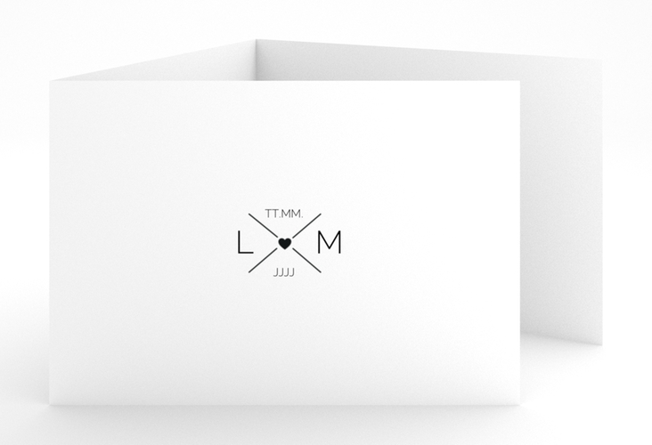 Hochzeitseinladung Initials A6 Doppel-Klappkarte mit Initialen im minimalistischen Design