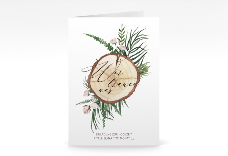 Einladungskarte Hochzeit Woodland A6 Klappkarte hoch