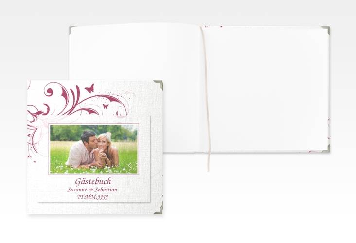 Gästebuch Selection Hochzeit Palma Leinen-Hardcover pink
