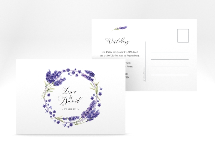 Verlobungskarte Hochzeit Lavendel A6 Postkarte