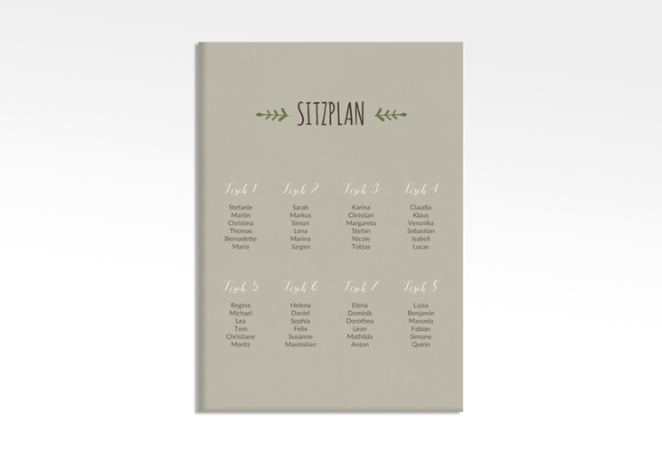Sitzplan Leinwand Hochzeit Eden 50 x 70 cm Leinwand gruen