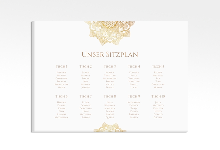 Sitzplan Leinwand Hochzeit Delight 70 x 50 cm Leinwand gold