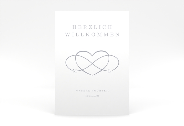 Willkommensschild Poster Infinity 50 x 70 cm Leinwand grau