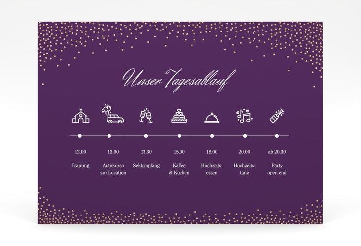 Tagesablauf Poster Hochzeit Glitter 70 x 50 cm Poster lila