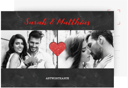 Klick: Details zu Antwortkarte Hochzeit "Sparkly" anzeigen Antwortkarte Hochzeit Sparkly A6 Postkarte rot