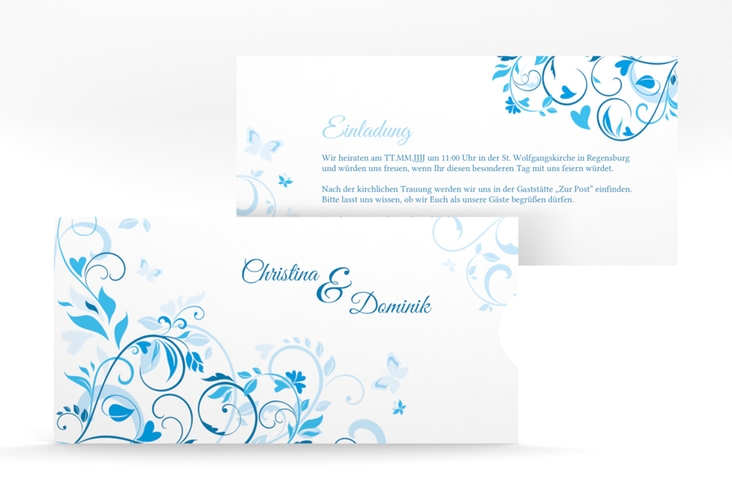 Hochzeitseinladung Lilly Einsteckkarte blau