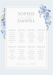 Klick: Details zu Sitzplan Poster Hochzeit "Blauregen" anzeigen Sitzplan Poster Hochzeit Blauregen 50 x 70 cm Poster blau mit Wisteria-Blüten