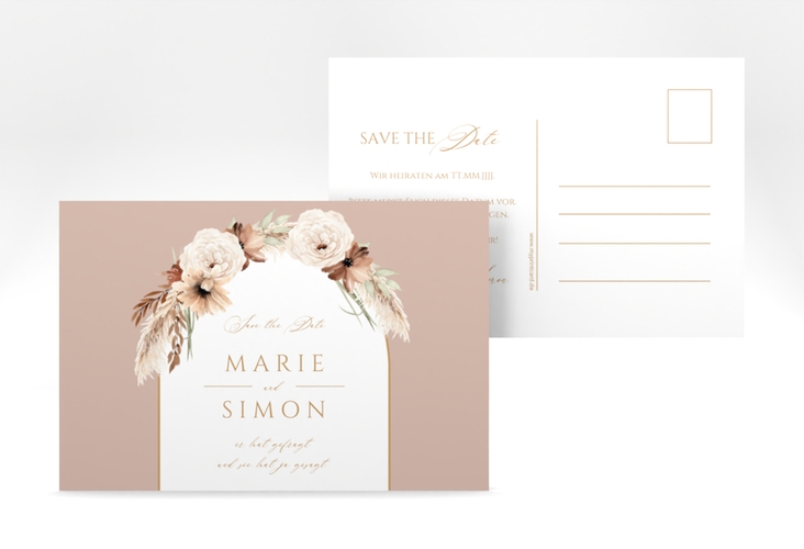 Save the Date-Postkarte Blumenbogen A6 Postkarte rosa