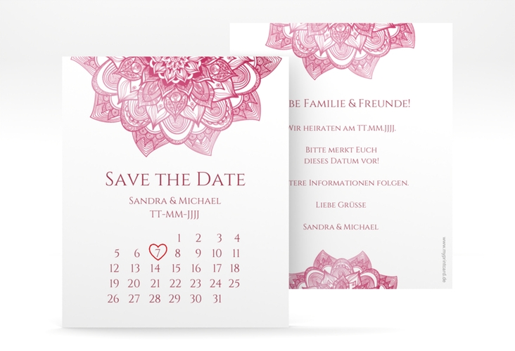 Save the Date-Kalenderblatt Delight Kalenderblatt-Karte pink