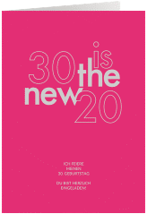 Einladung 30. Geburtstag Grateful A6 Klappkarte hoch pink