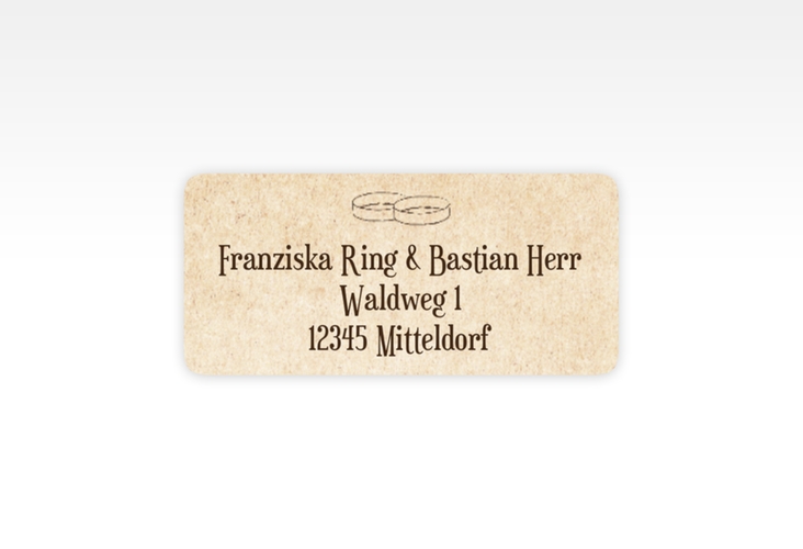 Absenderetikett Hochzeit Zwei Ringe 45,7 x 21,2 mm beige mit Eheringen und Fantasy-Landkarte