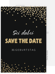 Save the Date-Postkarte Geburtstag Glitzer A6 Postkarte gold