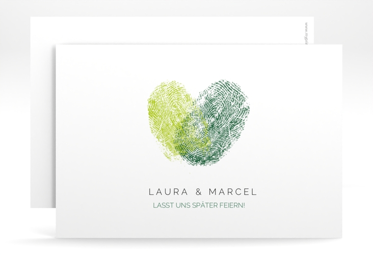 Change the Date-Karte Fingerprint A6 Karte quer gruen schlicht mit Fingerabdruck-Motiv