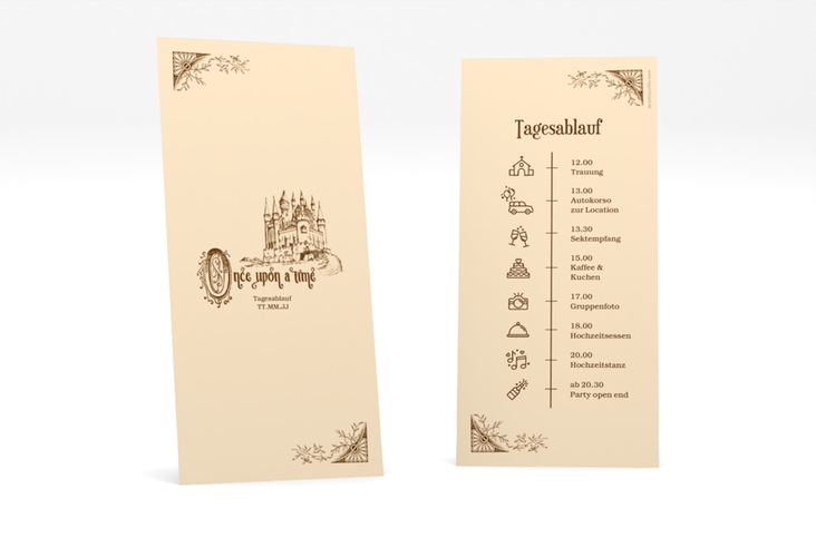 Tagesablauf Hochzeit Storybook lange Karte hoch