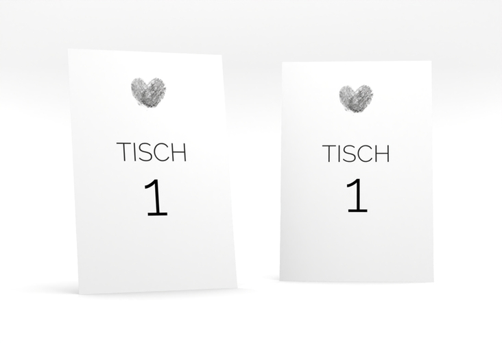 Tischnummer Hochzeit Fingerprint Tischaufsteller schwarz schlicht mit Fingerabdruck-Motiv