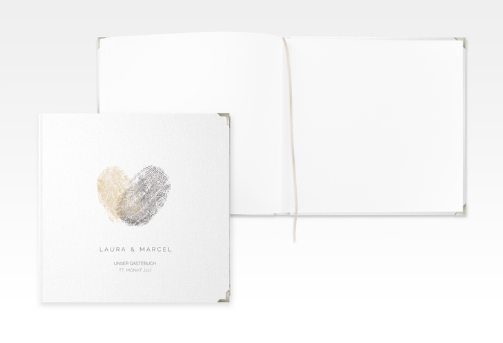 Gästebuch Selection Hochzeit Fingerprint Leinen-Hardcover beige schlicht mit Fingerabdruck-Motiv