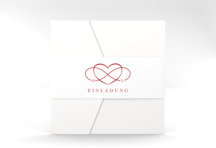 Hochzeitseinladung Infinity Pocketfold rot