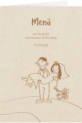 Menükarte Hochzeit Pisa A5 Klappkarte hoch beige