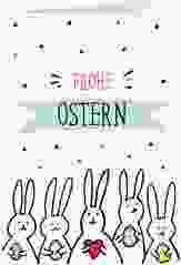 Osterkarte "Hasenbande" DIN A6 Klappkarte weiss