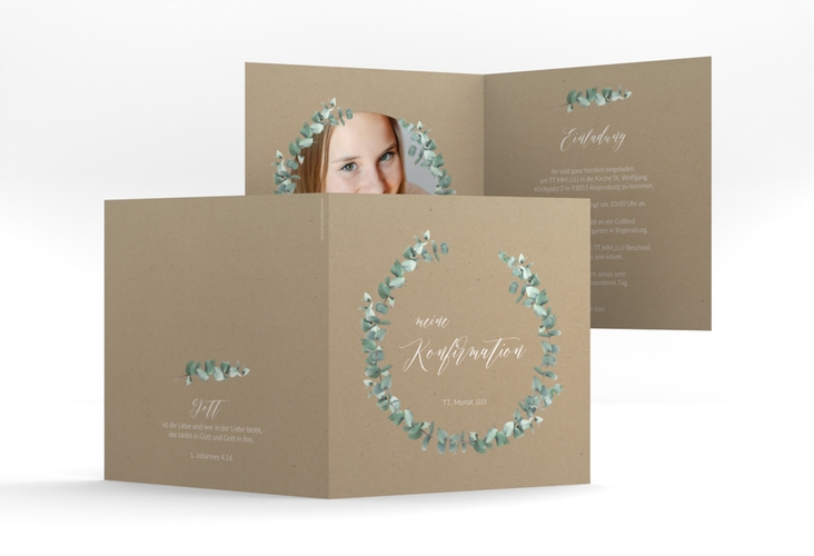 Konfirmationseinladung Sealed quadr. Klappkarte Kraftpapier