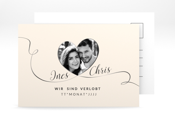 Verlobungskarte Hochzeit Dolce A6 Postkarte beige
