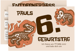Klick: Details zu Einladungskarte Kindergeburtstag "Fossil" anzeigen Einladungskarte Kindergeburtstag Fossil