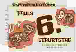 Einladungskarte Kindergeburtstag Fossil A6 Karte quer beige mit Dinosaurier-Fossilien