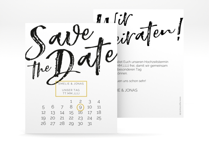 Save the Date-Kalenderblatt Words Kalenderblatt-Karte weiss