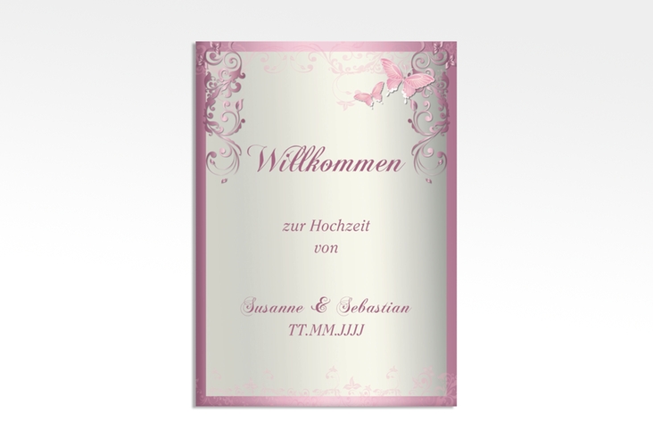 Willkommensschild Leinwand Toulouse 50 x 70 cm Leinwand rosa