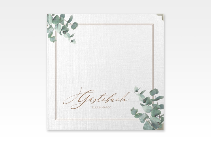 Gästebuch Selection Hochzeit Eucalypt Leinen-Hardcover mit Eukalyptus und edlem Rahmen