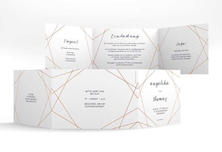 Hochzeitseinladung Asymmetry A6 Doppel-Klappkarte weiss hochglanz