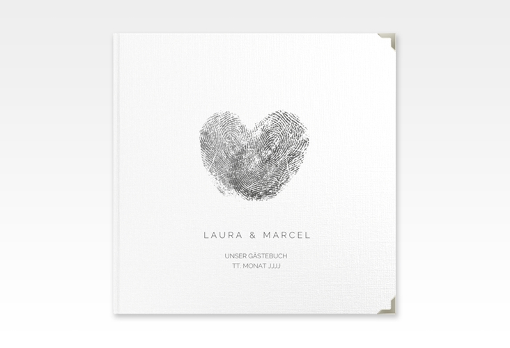 Gästebuch Selection Hochzeit Fingerprint Leinen-Hardcover schwarz schlicht mit Fingerabdruck-Motiv