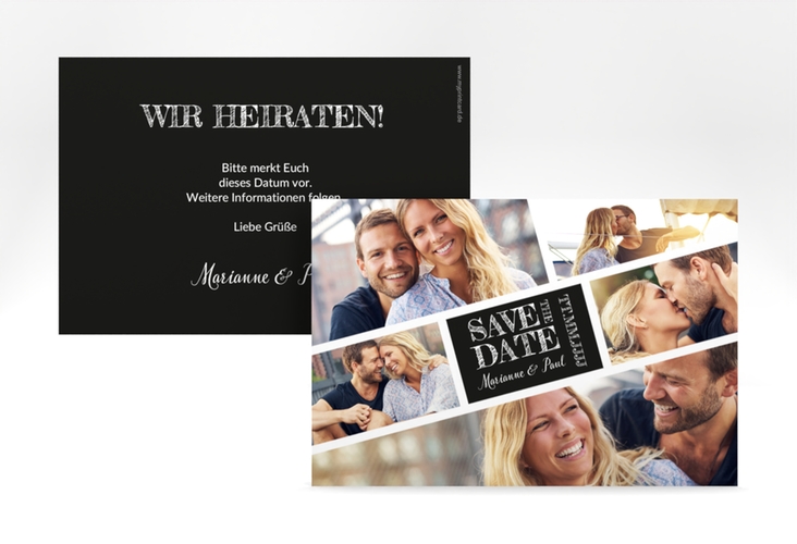 Save the Date-Karte Rise A6 Karte quer schwarz