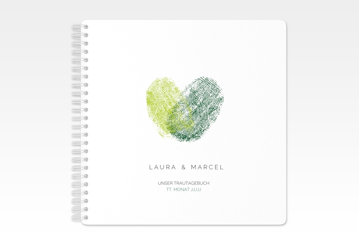 Trautagebuch Hochzeit Fingerprint Trautagebuch Hochzeit gruen schlicht mit Fingerabdruck-Motiv