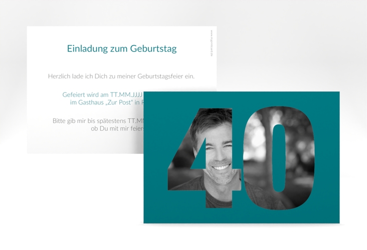 Einladung 40. Geburtstag Numbers A6 Karte quer