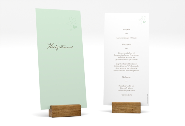 Menükarte Hochzeit Purity lange Karte hoch mint