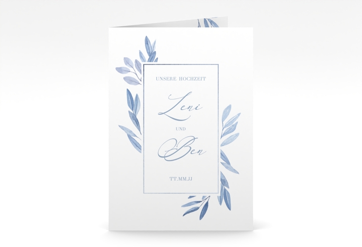 Einladungskarte Hochzeit Classicblue A6 Klappkarte hoch