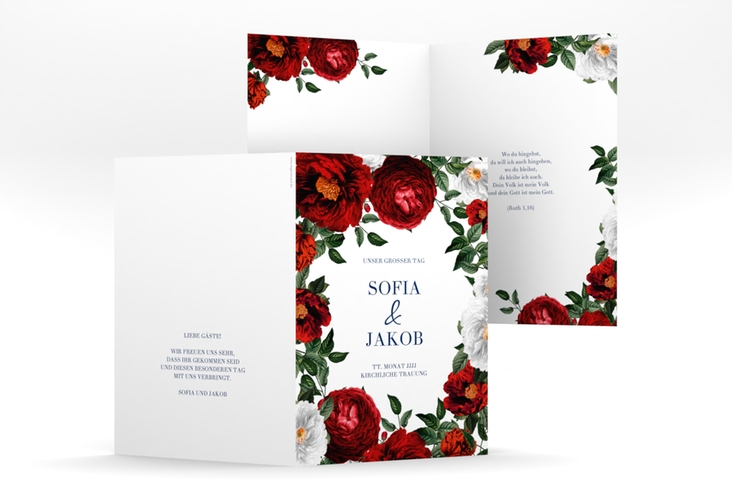 Kirchenheft Hochzeit Florista A5 Klappkarte hoch weiss hochglanz