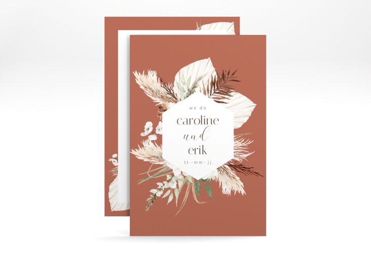 Save the Date-Karte Bohemian A6 Karte hoch orange hochglanz