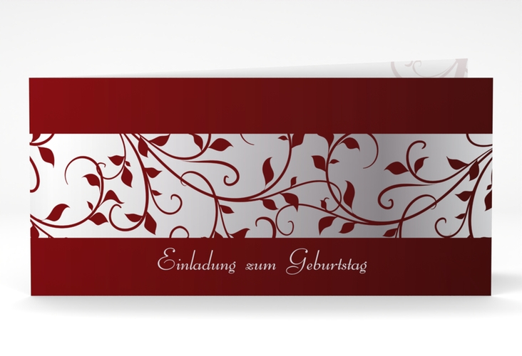 Einladung Geburtstag Hermann/Hermine lange Klappkarte quer rot