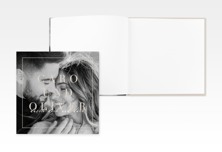 Gästebuch Creation Hochzeit Moment 20 x 20 cm, Hardcover beige in Kraftpapier-Optik mit Blättern