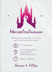 Klick: Details zu Acryl-Hochzeitseinladung "Castle" anzeigen Acryl-Hochzeitseinladung Castle Acrylkarte hoch pink