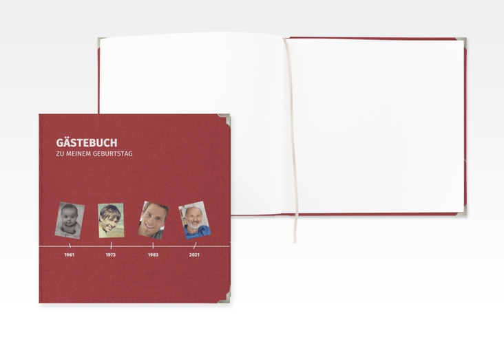 Gästebuch Selection Geburtstag Timeline Leinen-Hardcover rot