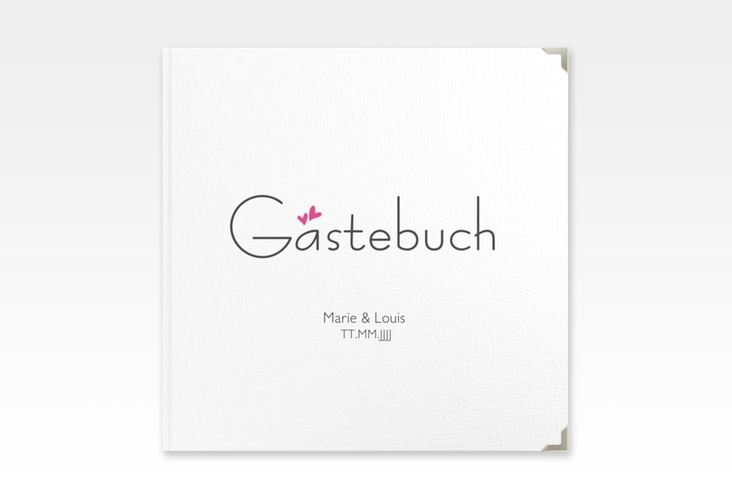 Gästebuch Selection Hochzeit Twohearts Leinen-Hardcover pink