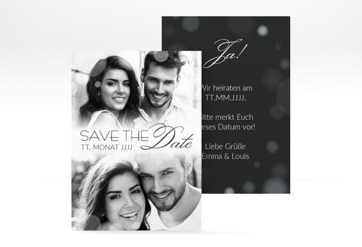 Save the Date-Visitenkarte Bokeh Visitenkarte hoch weiss hochglanz