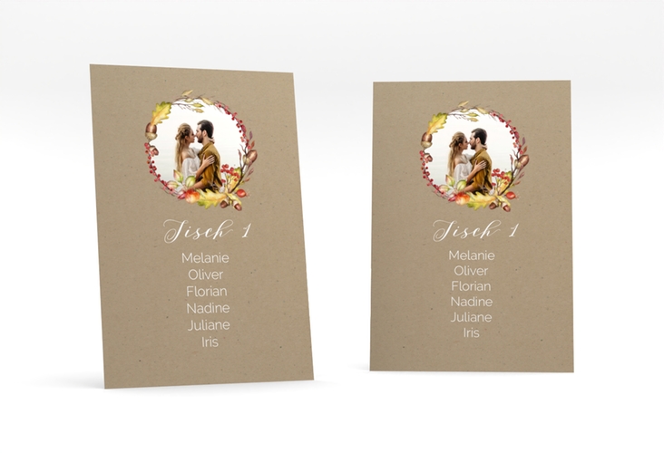 Tischaufsteller Hochzeit Herbstlich Tischaufsteller Kraftpapier