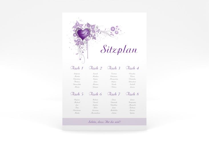 Sitzplan Poster Hochzeit Triest 50 x 70 cm Poster lila