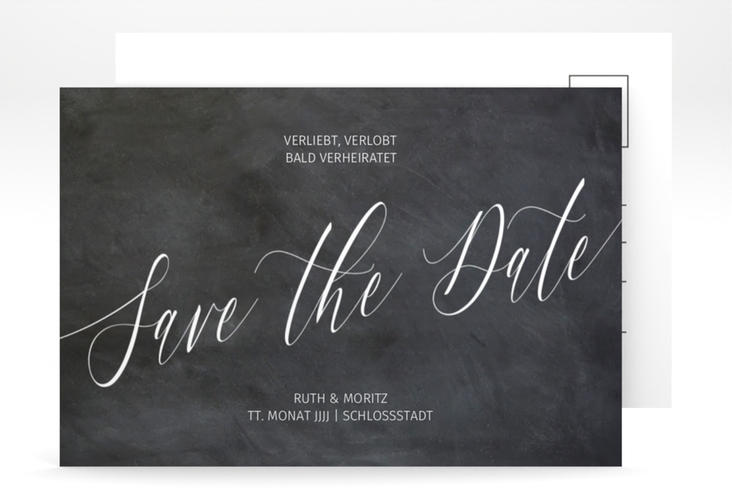 Save the Date-Postkarte Chalkboard A6 Postkarte veredelt